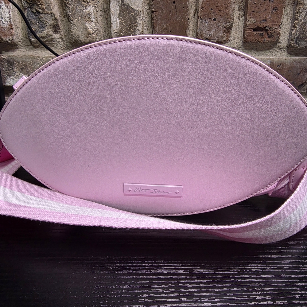 Betsey Johnson Pink Glitter Football Crossbody Bag - Picture 4 of 6